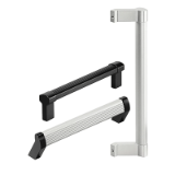 Series A2-32.A | Industrial Handles - Angled bow / machine handles for industrial equipment: aluminum, solid, heavy duty