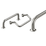 Series ET | Industrial Handles - Bow handles / machine handles for food processing and industrial equipment: Stainless steel, trumpet foot, straight or angled